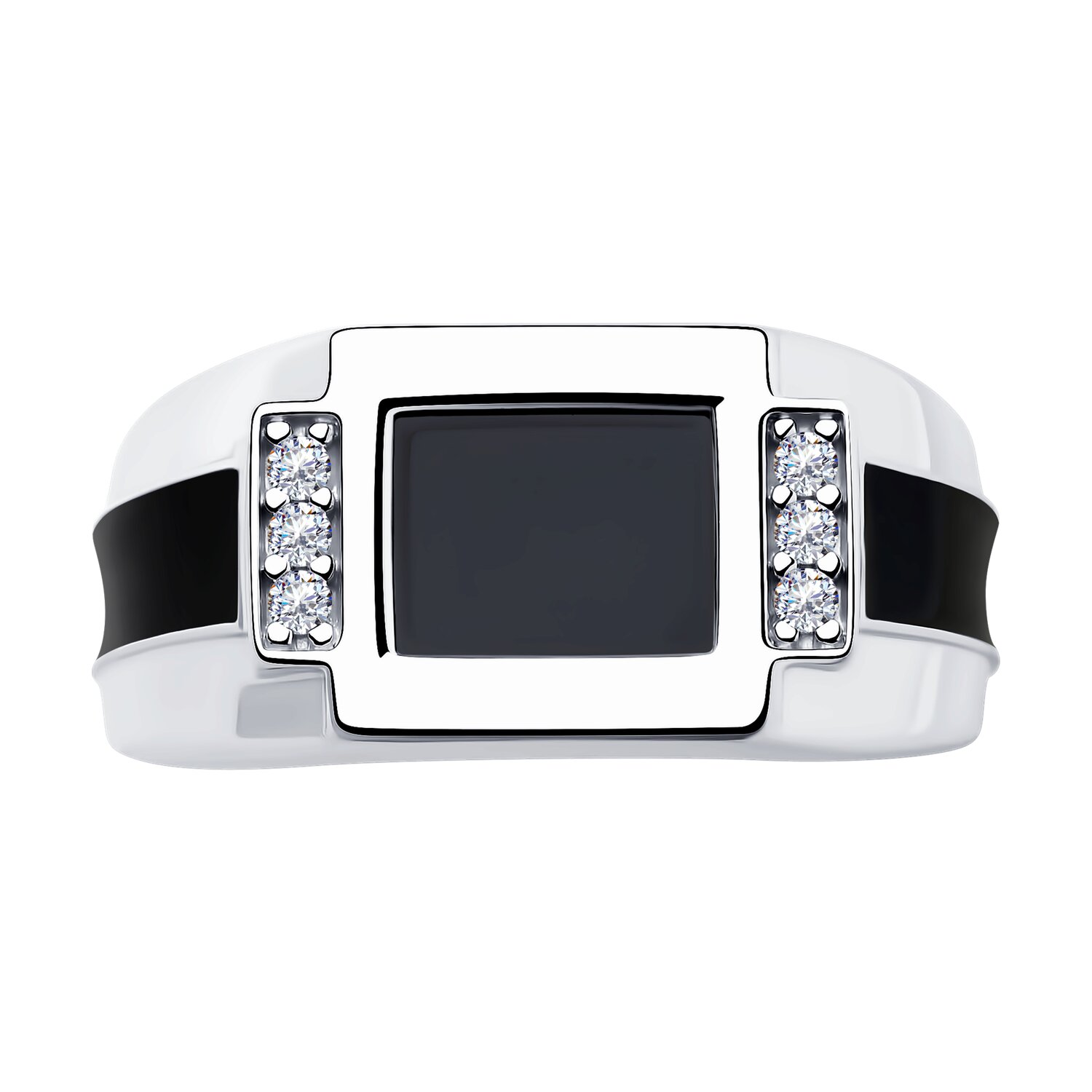 Inel Sokolov din argint cu zirconii si emal