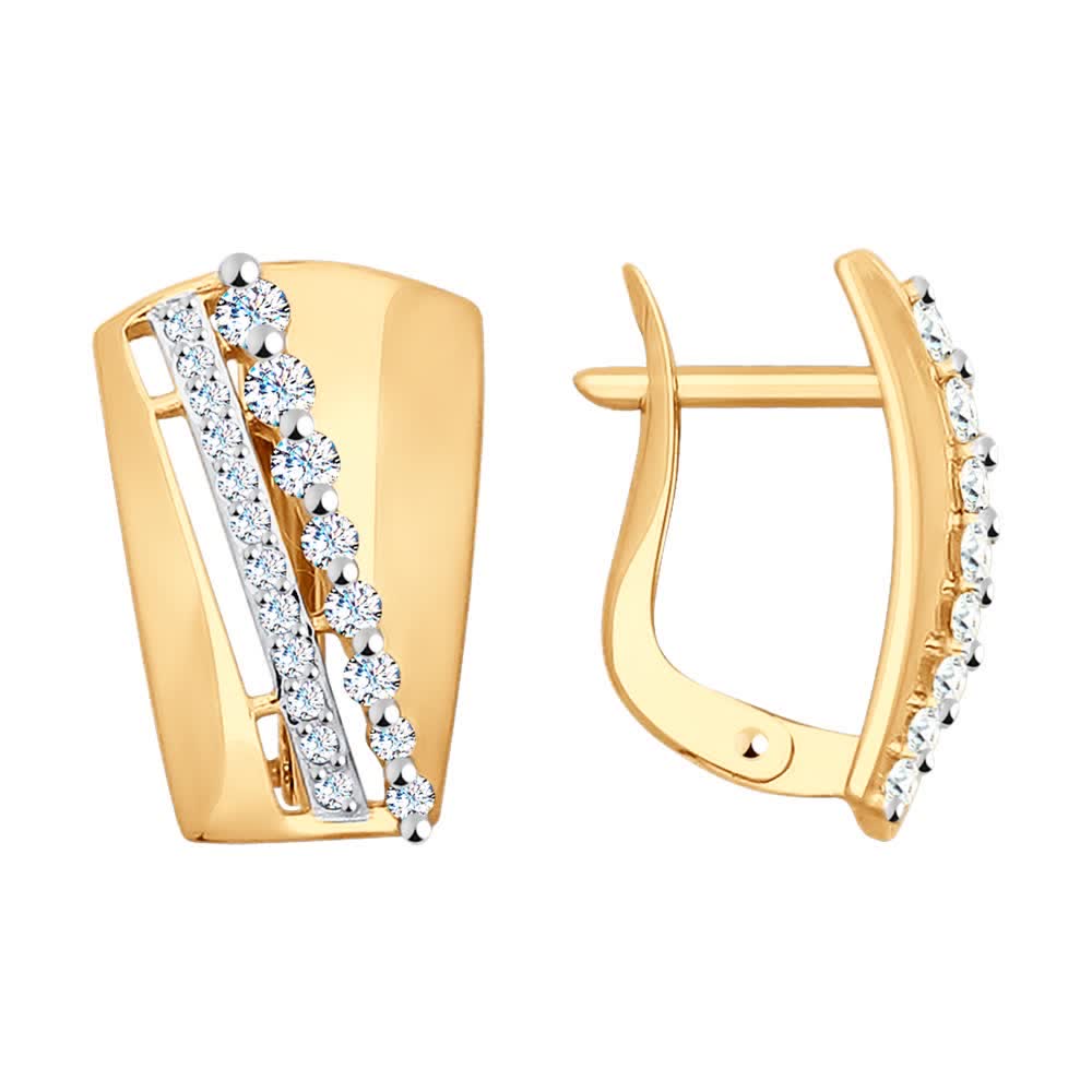 Cercei Sokolov din aur cu zirconii