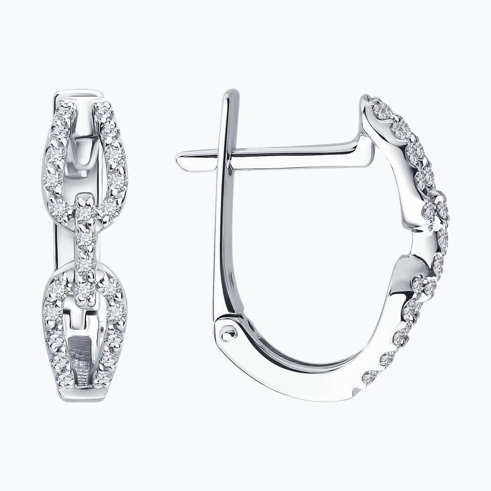 Cercei Sokolov din aur alb cu diamante