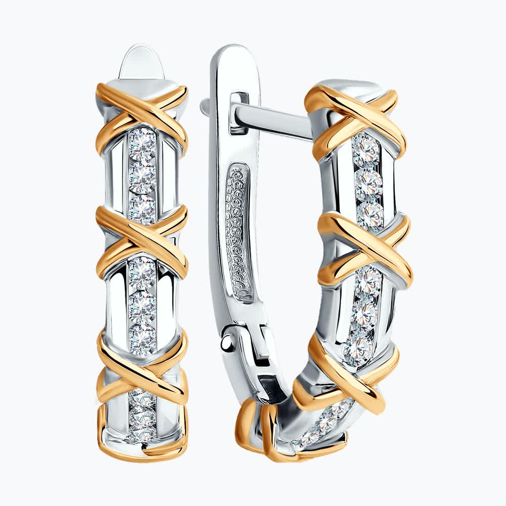 Cercei Sokolov din aur alb cu diamante