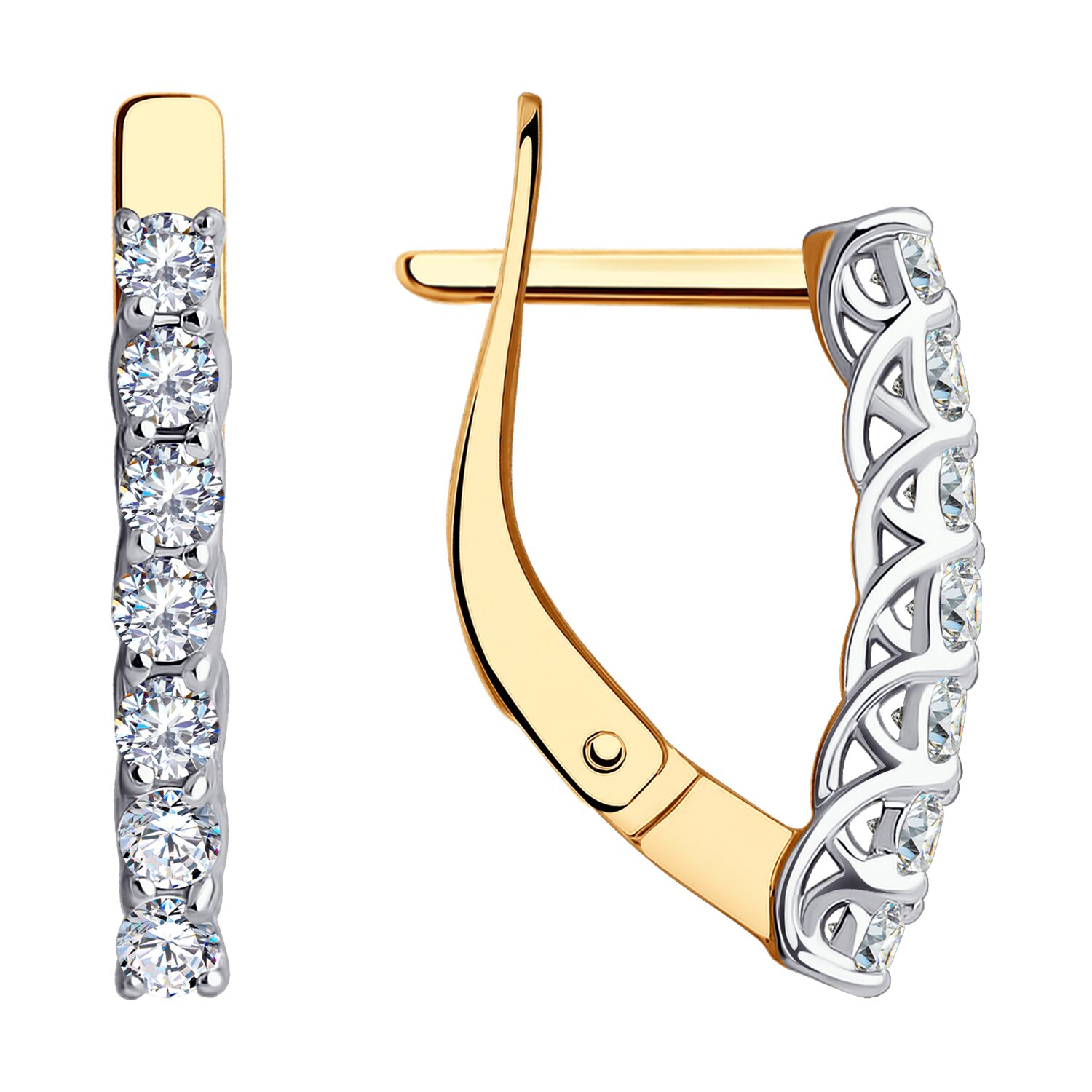 Cercei Sokolov din aur cu zirconii