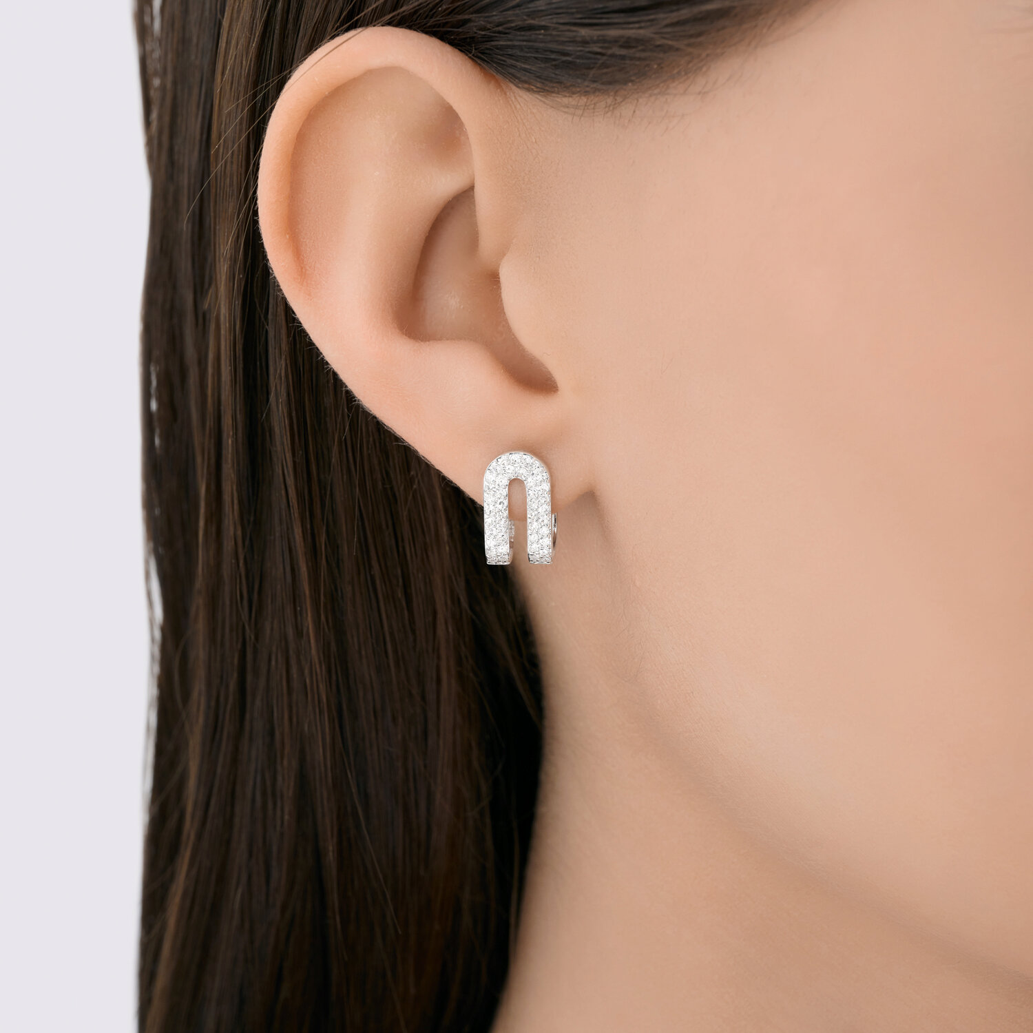 Cercei Sokolov din aur alb cu diamante - image 3