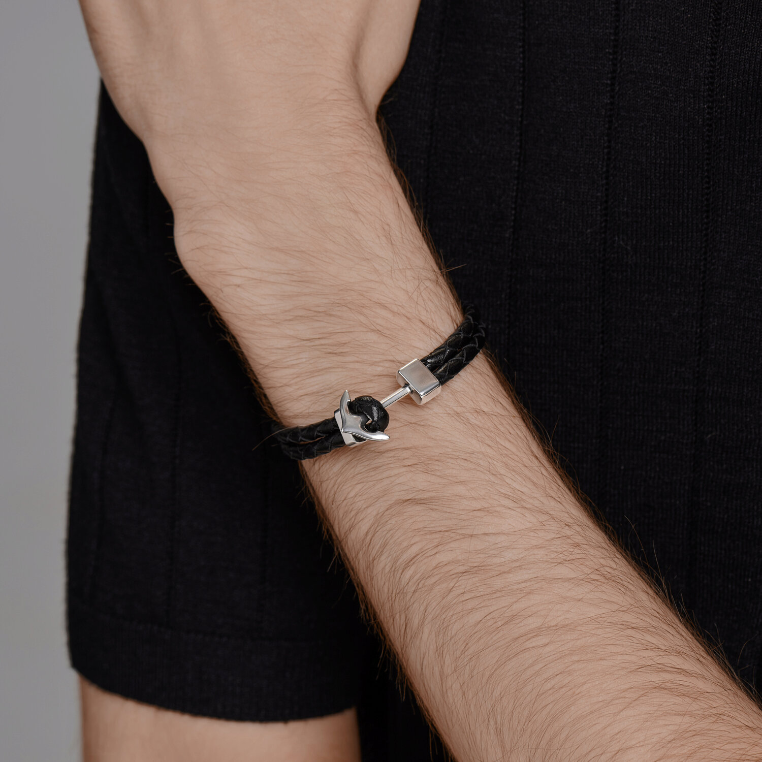 Brățară Sokolov din argint și piele