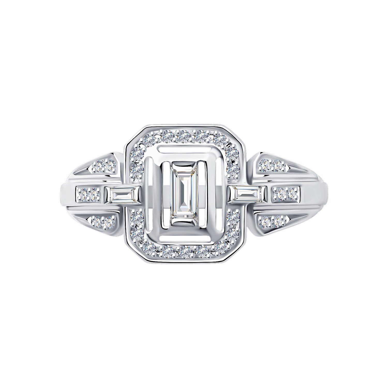 Inel Sokolov din aur alb cu diamante