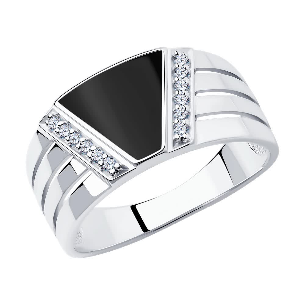 Inel Sokolov din argint cu emal si zirconii