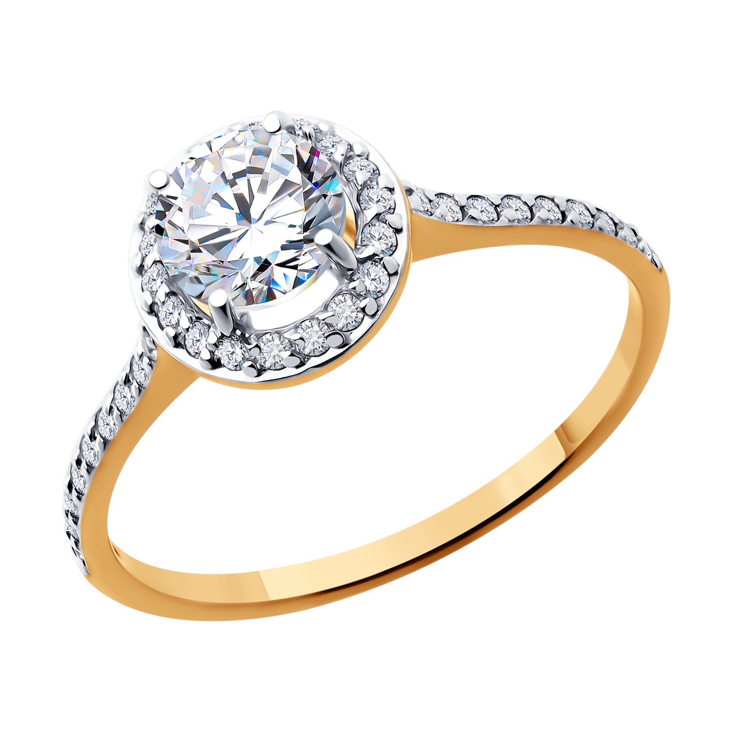 Inel Sokolov din aur cu zirconii