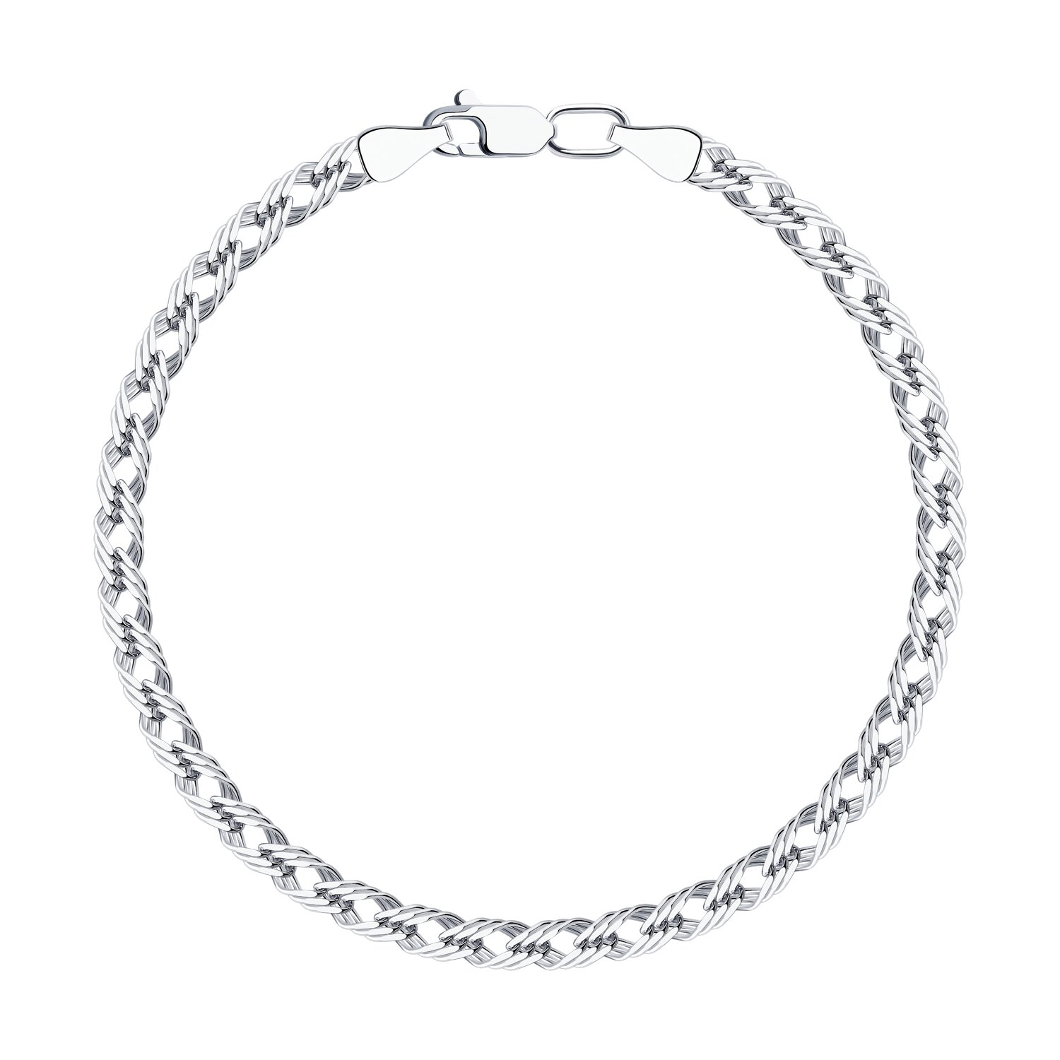 Brățară Sokolov din argint, împletitură triplă rombică