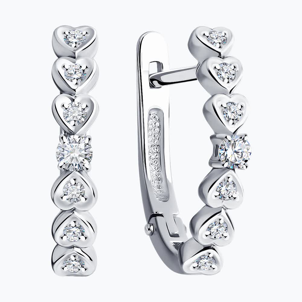 Cercei Sokolov din aur alb cu diamante