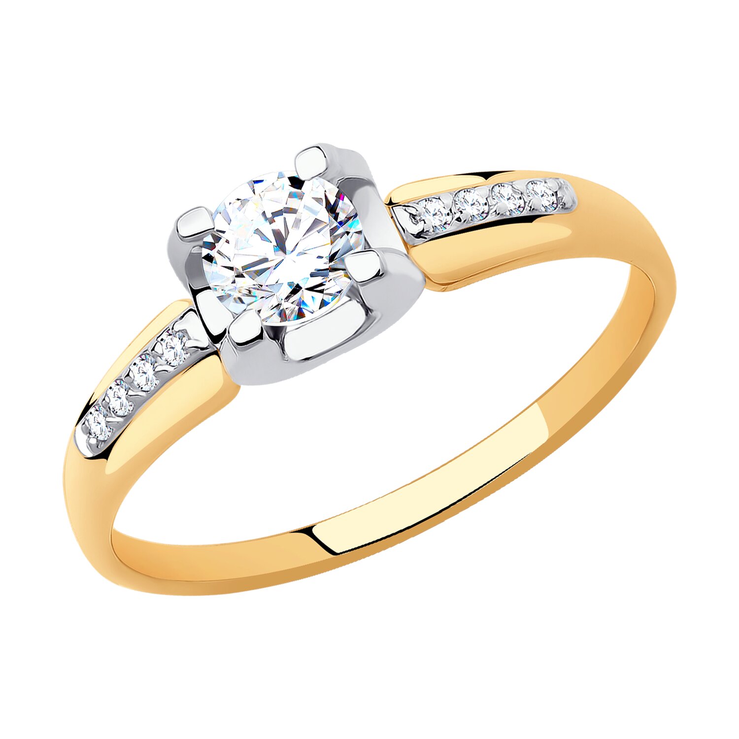 Inel Sokolov din aur cu zirconii