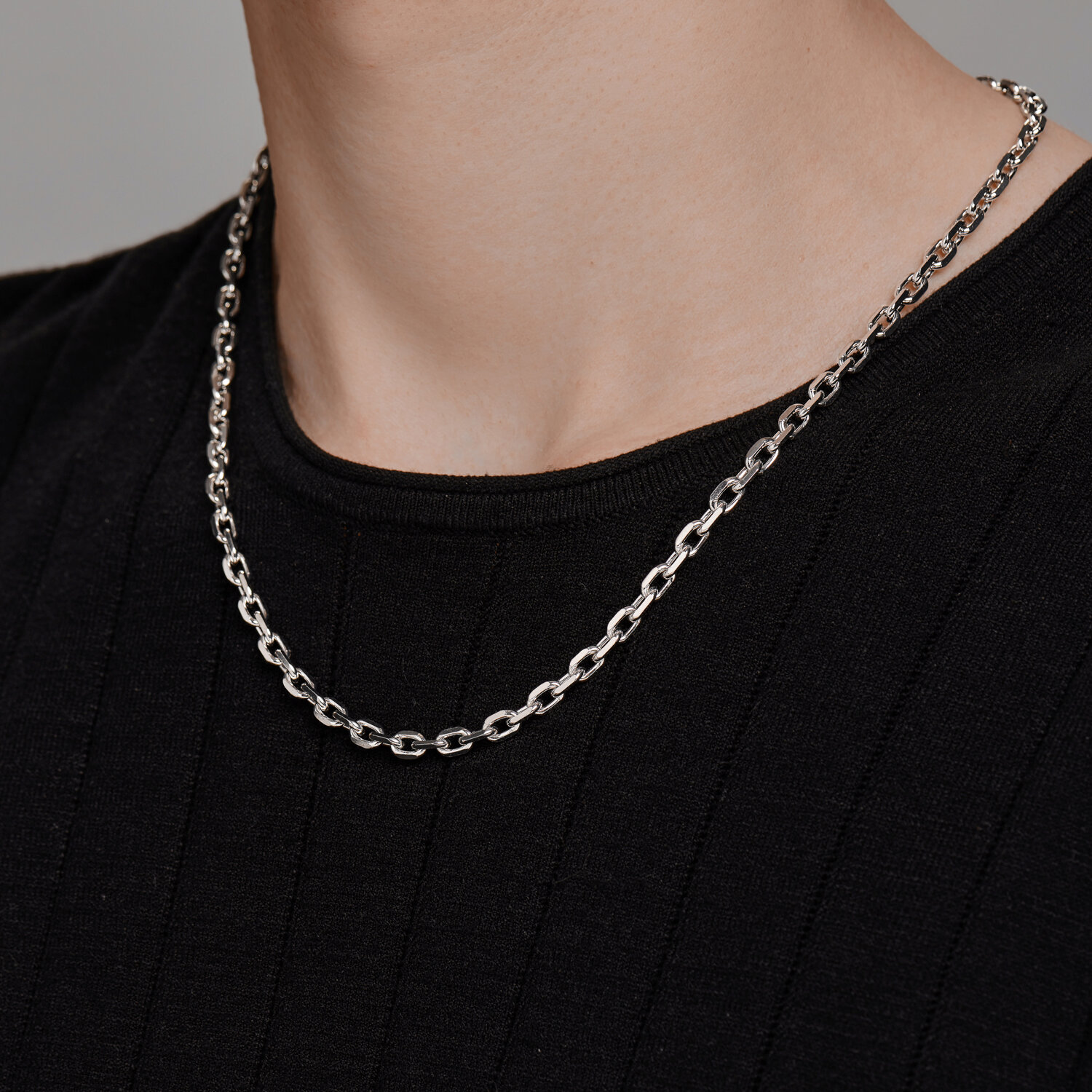 Lanț Sokolov pentru bărbați din argint, împletitura Ancora