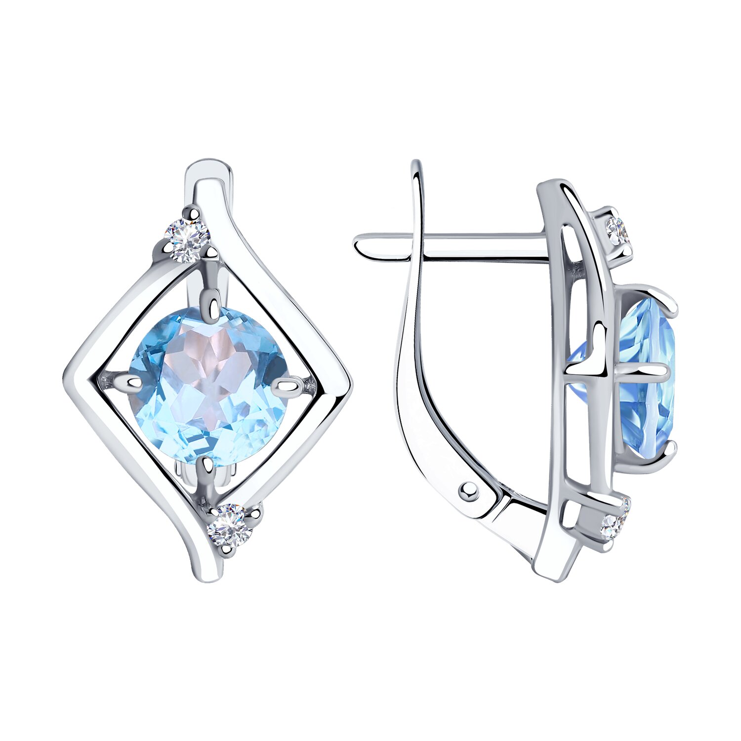 Cercei Sokolov din argint cu topaze si zirconii