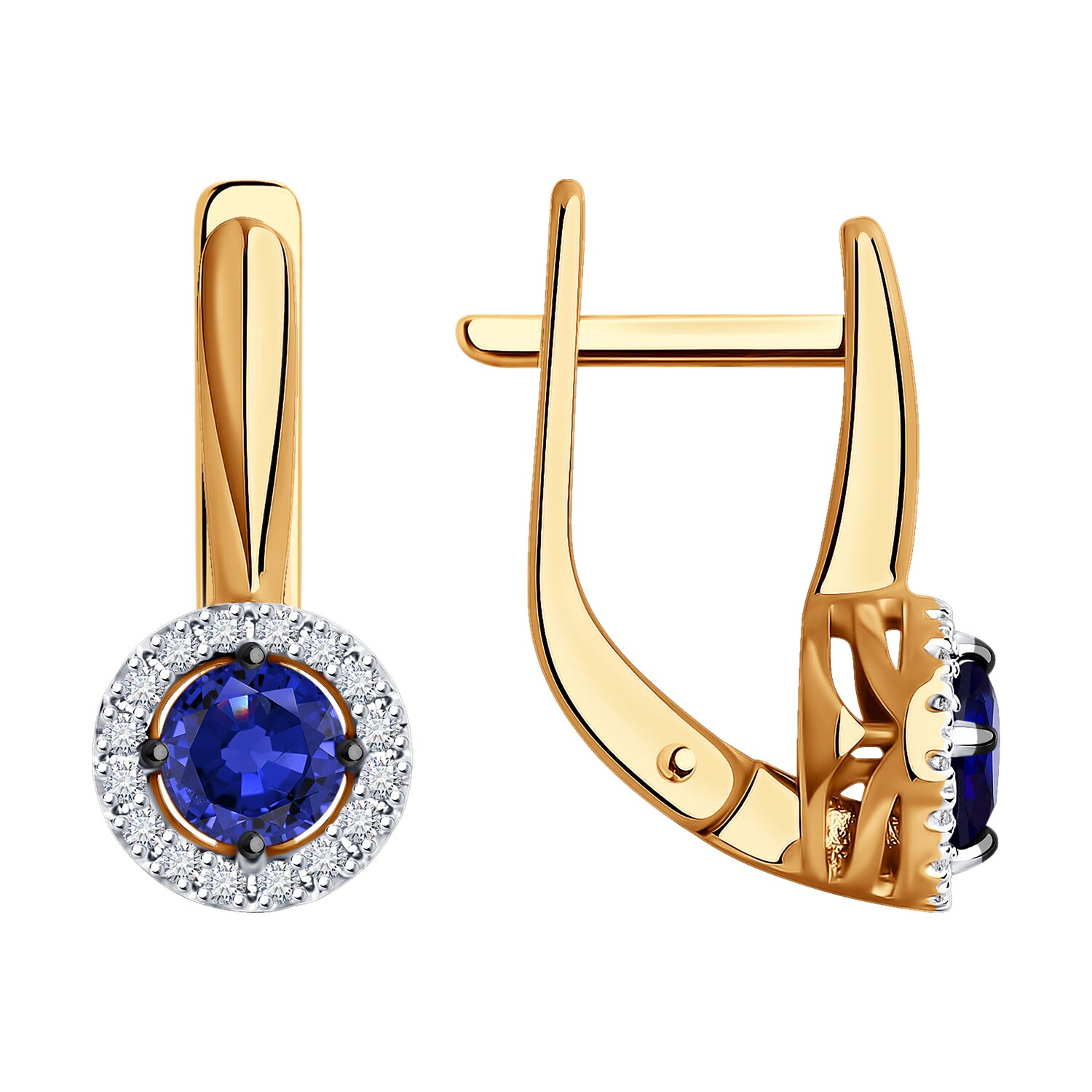 Cercei Sokolov din aur cu diamante și safire