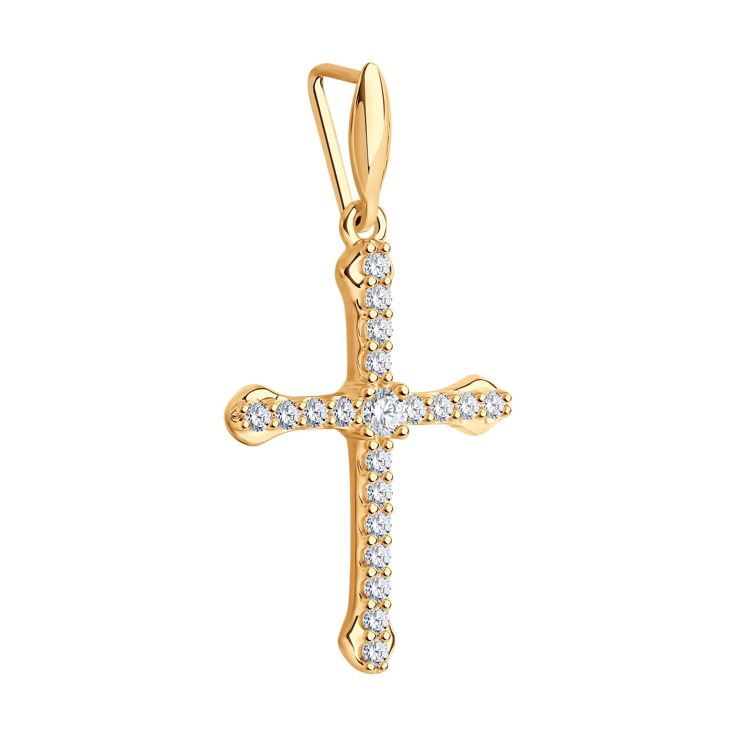 Pandantiv Sokolov din argint placat cu aur si zirconii