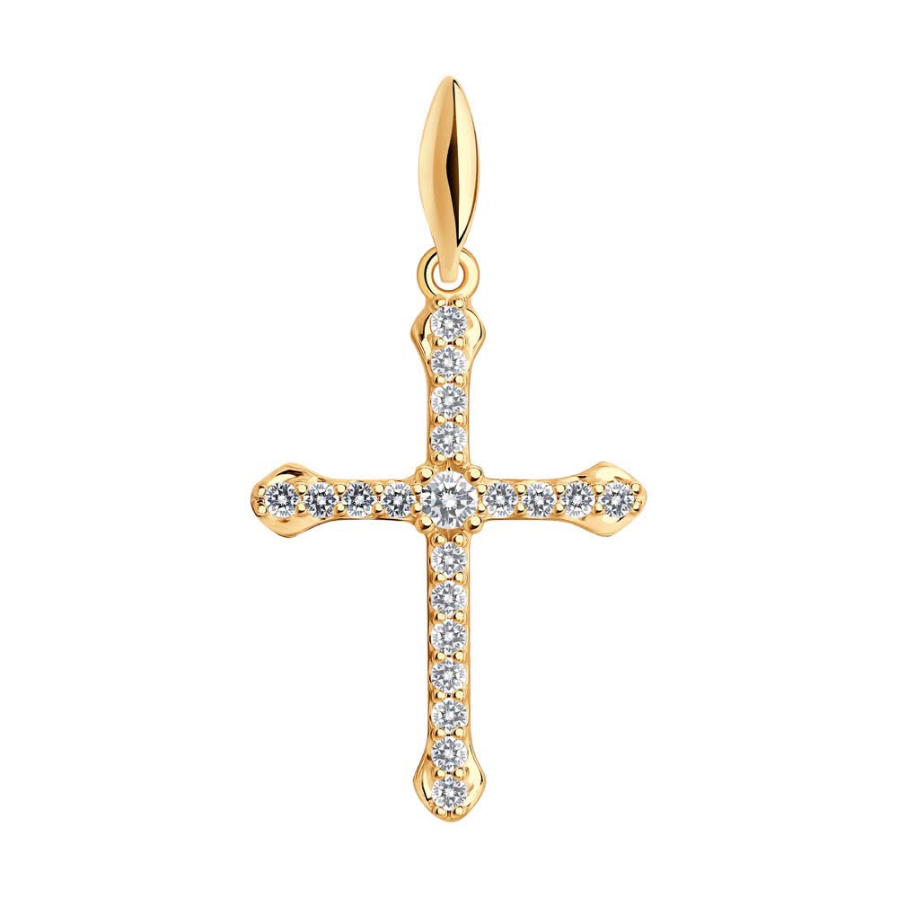 Pandantiv Sokolov din argint placat cu aur si zirconii