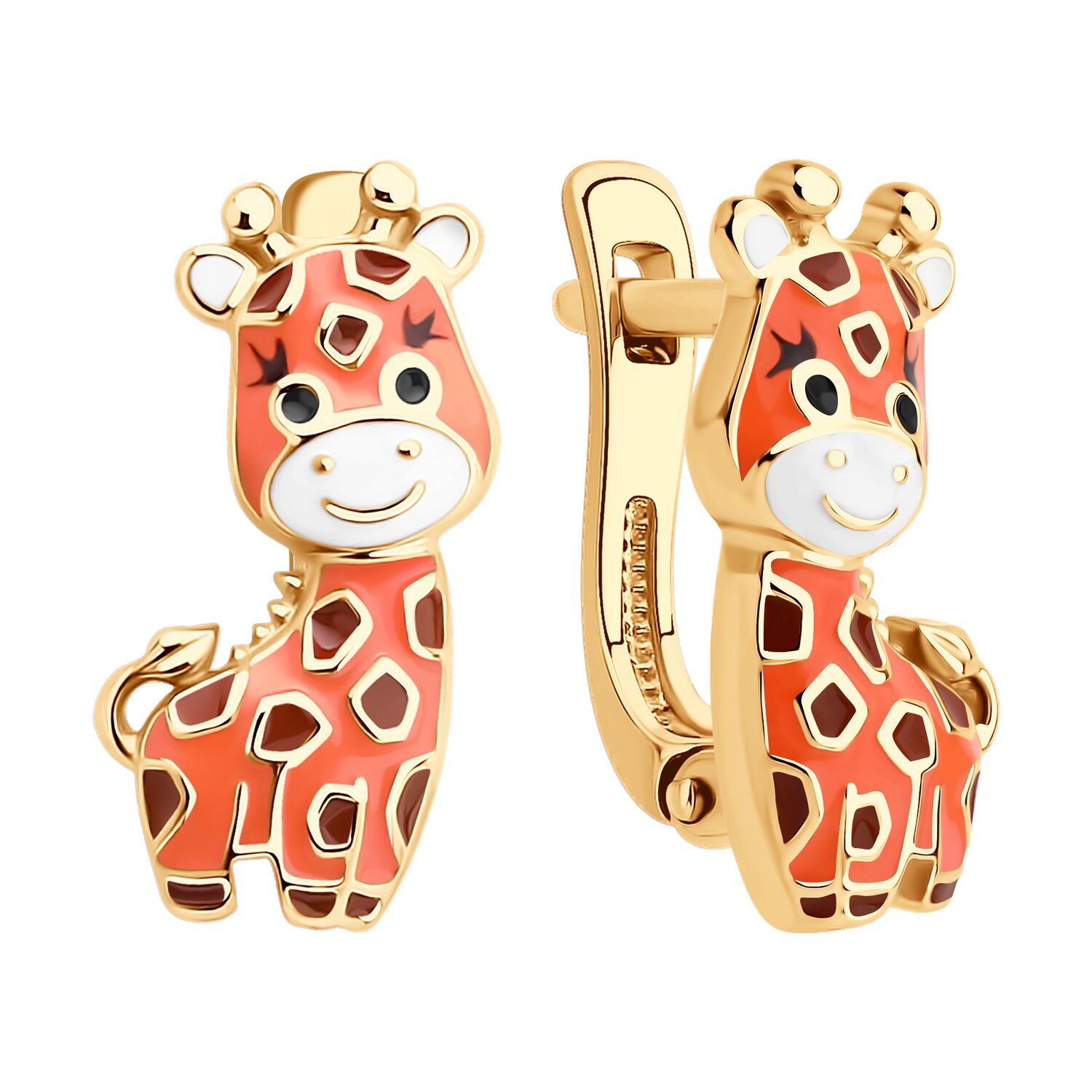 Cercei Sokolov din argint placat cu aur si emal