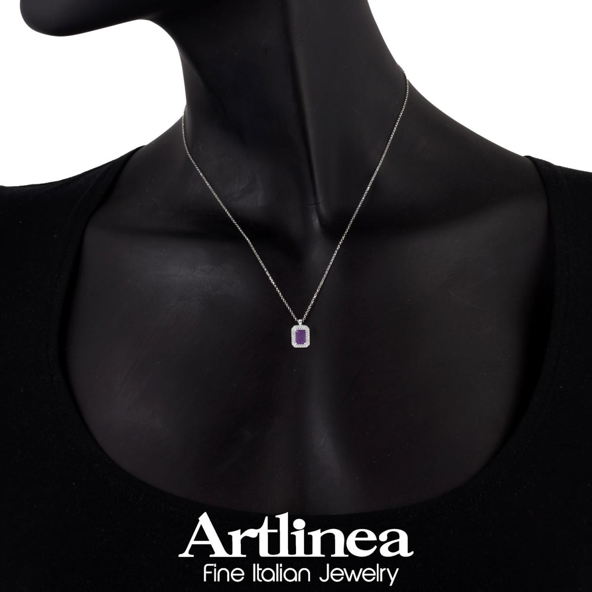 Colier Artlinea din aur alb cu ametist și diamante - image 4