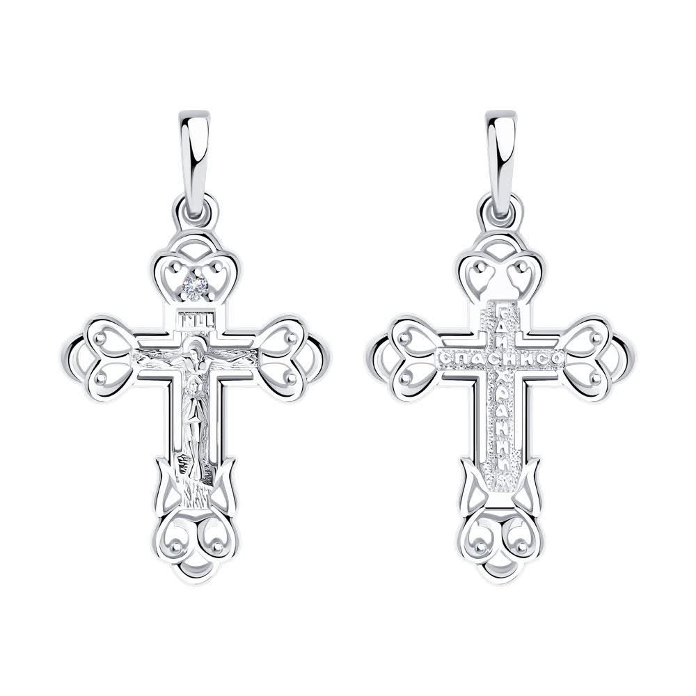 Cruce Sokolov din argint cu zirconiu