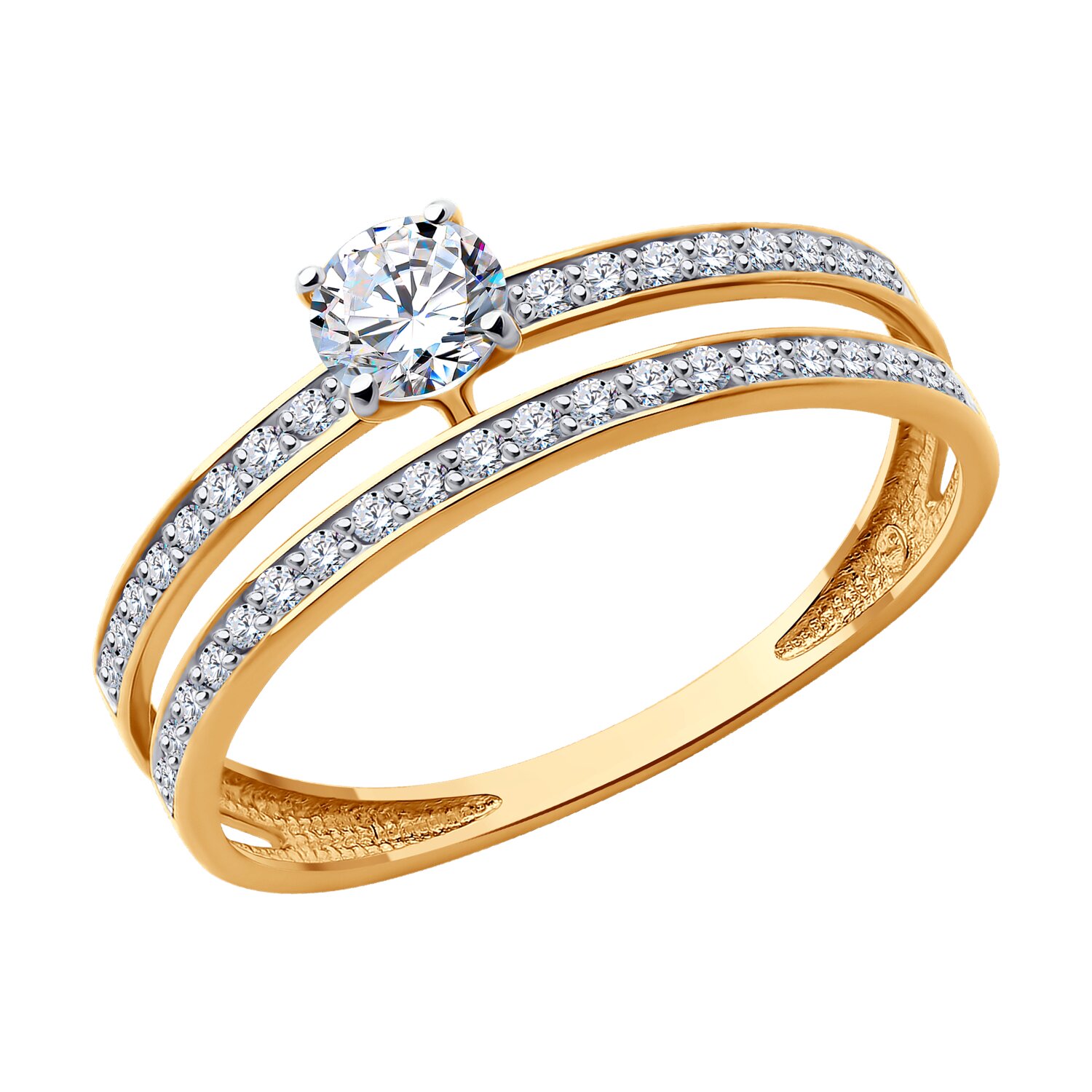 Inel Sokolov din aur cu zirconiu