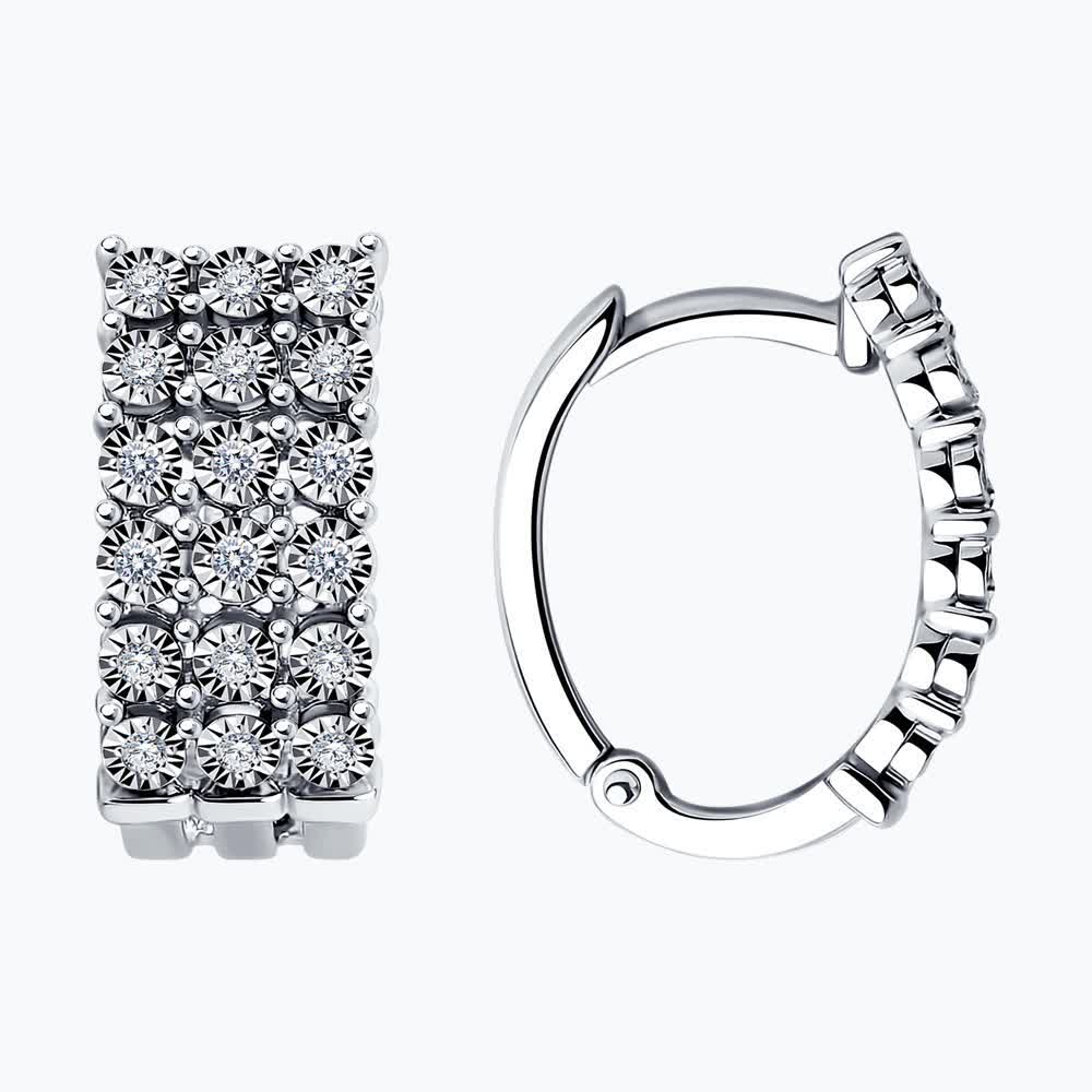 Cercei Sokolov din aur alb cu diamante