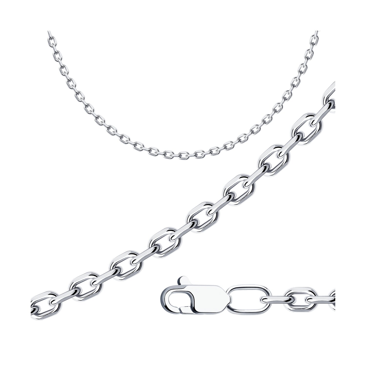 Lanț Sokolov pentru bărbați din argint, împletitură ancoră