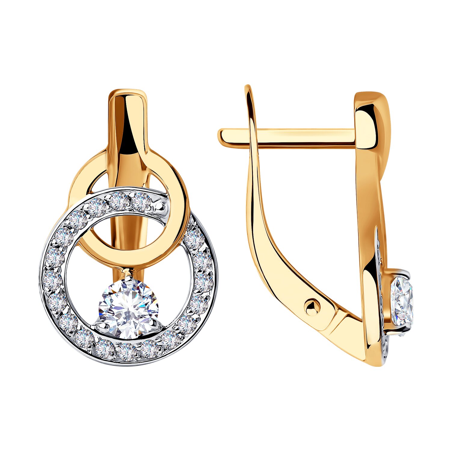 Cercei Sokolov din aur cu zirconii