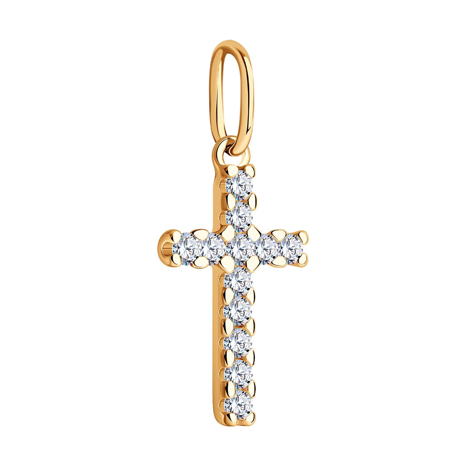 Pandantiv Sokolov din argint placat cu aur si zirconii