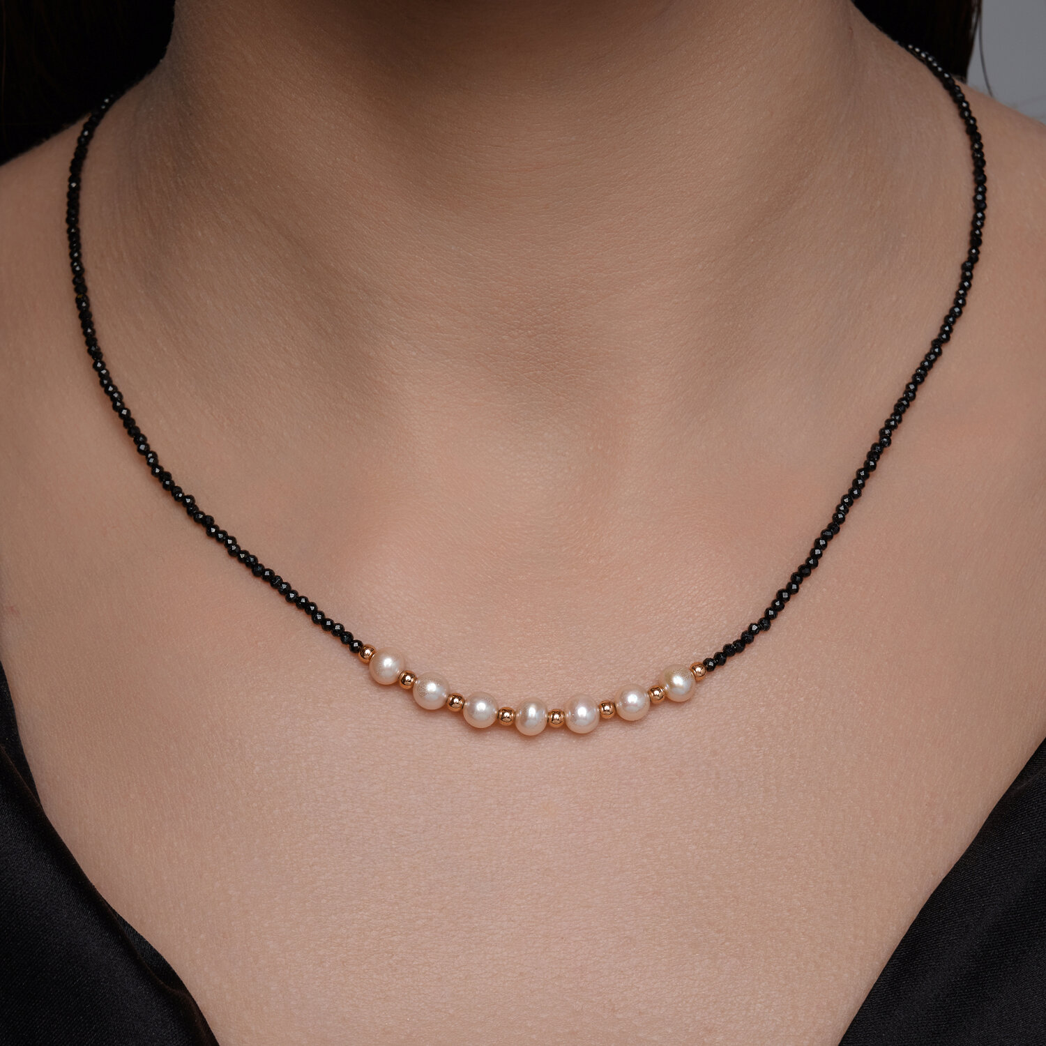 Colier Sokolov din aur cu perla si spinel - image 3