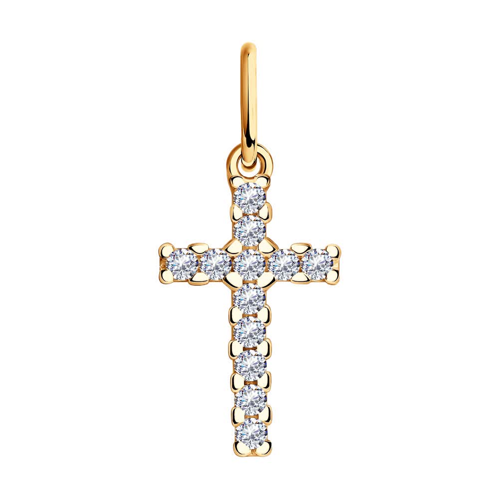 Pandantiv Sokolov din argint placat cu aur si zirconii