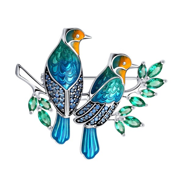 Broșă Sokolov din argint cu emal și zirconiu