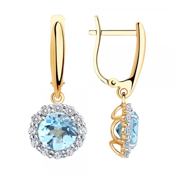 Cercei Sokolov din aur cu zirconii si topaze