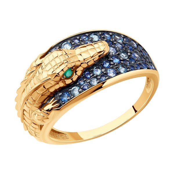 Inel Sokolov din aur cu topaz si agat