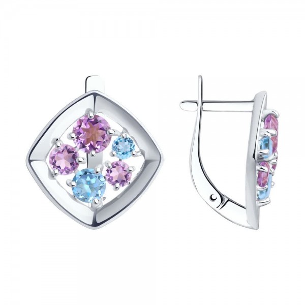 Cercei Sokolov din argint cu pietre semipretioase
