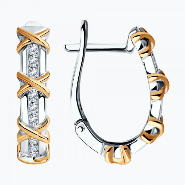 Cercei Sokolov din aur alb cu diamante