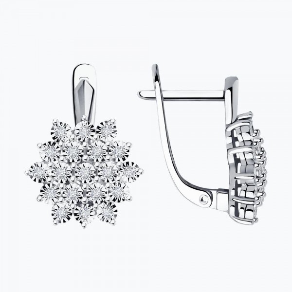 Cercei Sokolov din aur alb cu diamante