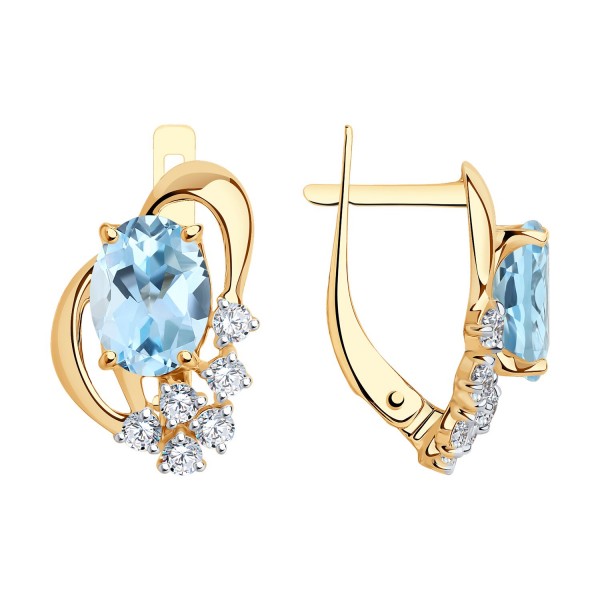 Cercei Sokolov din aur cu topaz și zirconii