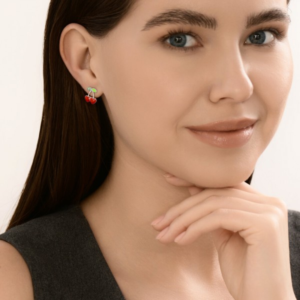 Cercei Sokolov din argint cu zirconii si emal - image 4