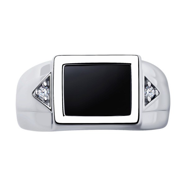 Inel Sokolov din argint cu zirconii si onix