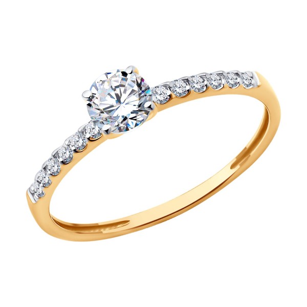 Inel Sokolov din aur cu zirconii