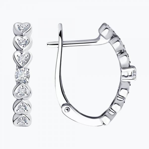 Cercei Sokolov din aur alb cu diamante