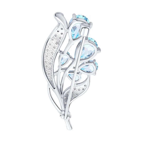 Broșă Sokolov din argint placat cu aur cu topaze și zirconii