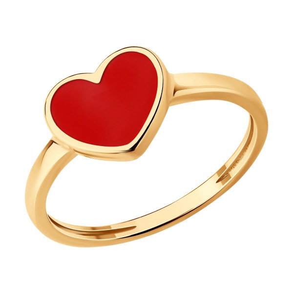 Inel Sokolov din argint placat cu aur cu emal