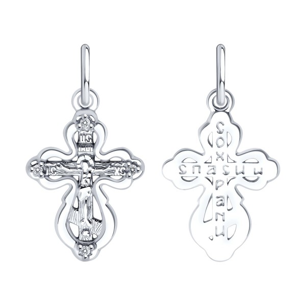 Cruce Sokolov din argint cu zirconii