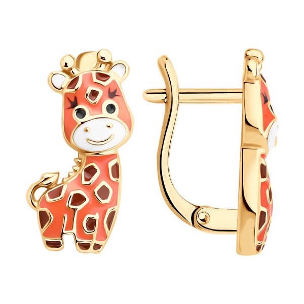 Cercei Sokolov din argint placat cu aur si emal