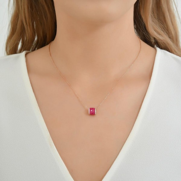 Colier Roberto Bravo din argint cu rubine și zirconii